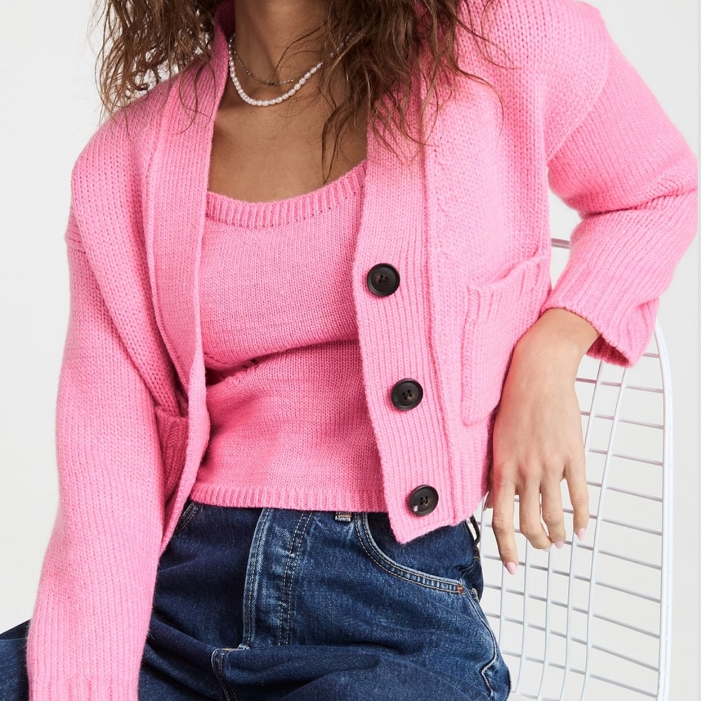English Factory Pink Sweater Cardigan